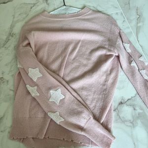 Aqua Pink Sweater with White Stars